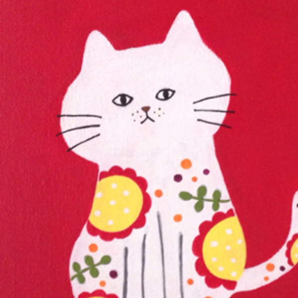「花模様のネコ」のイラスト