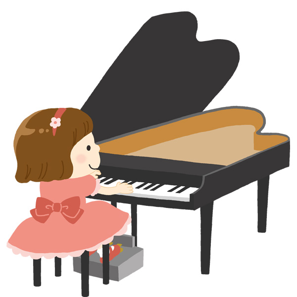 ピアノを弾く女の子のイラスト